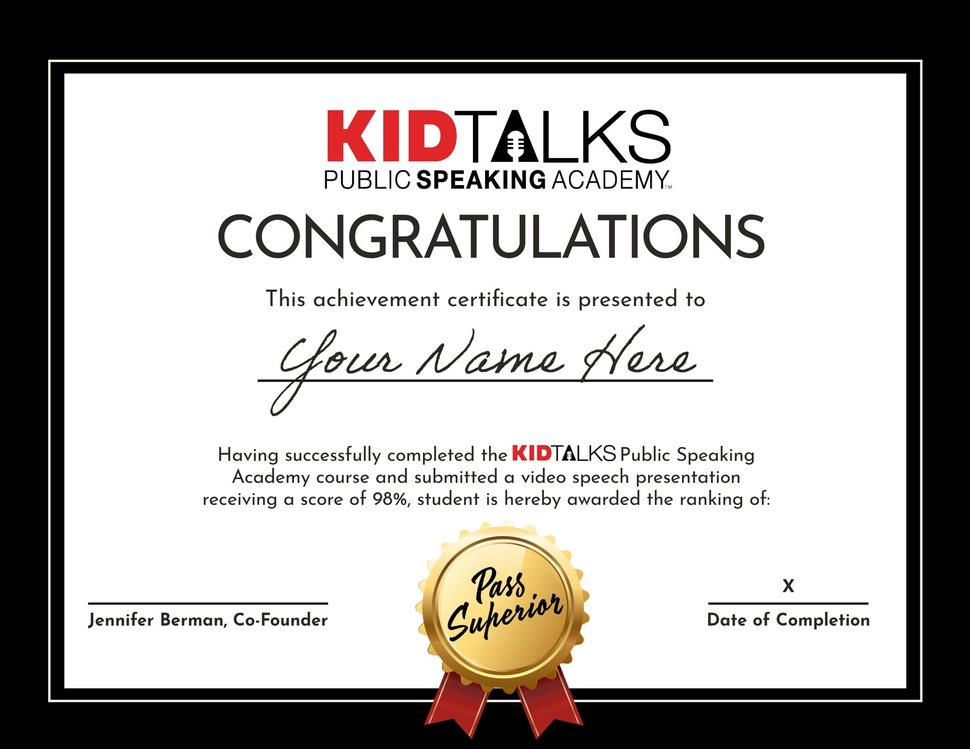 Public Speaking Certificate